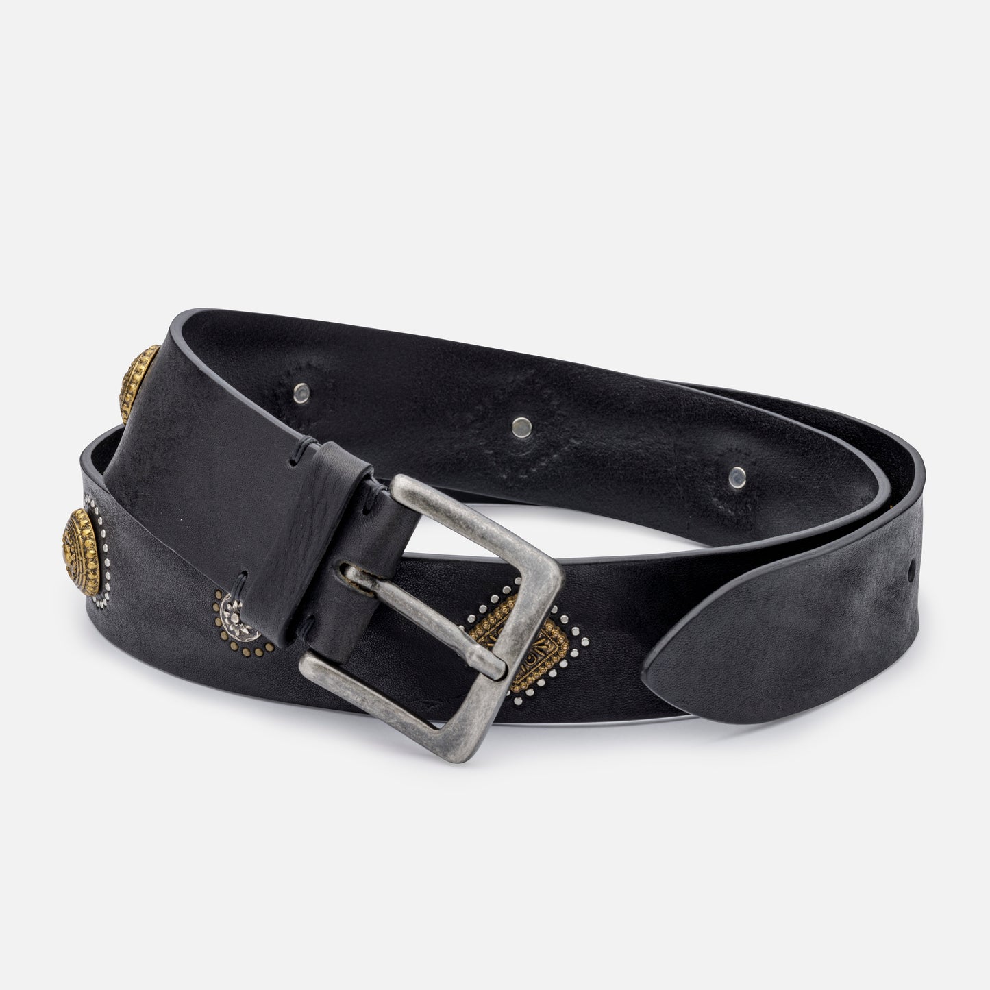 VINTAGE LEATHER BELTS WITH ENGLISH SILVER BUCKLE H 4cm