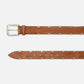 WASHED DOUGLAS COGNAC LEATHER BELTS WITH STUDS AND MATT SILVER BUCKLE  H 3,5cm