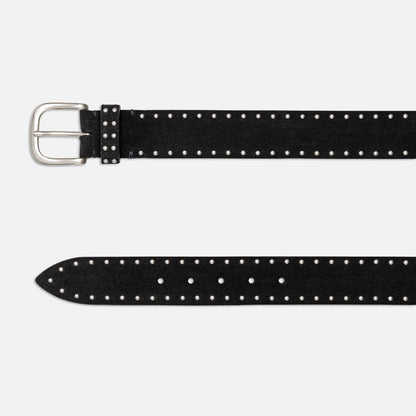 BLACK ALASKA LEATHER BELTS WITH STUDS AND SILVER BUCKLE H 4 cm