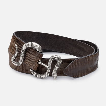 BLADE LUX LEATHER BELTS WITH PEWTER BUCKLE WITH PATTERN  H 4cm