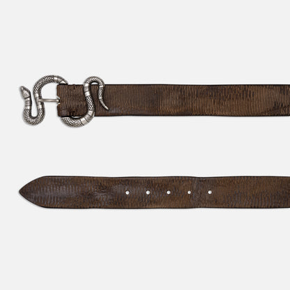 BLADE LUX LEATHER BELTS WITH PEWTER BUCKLE WITH PATTERN  H 4cm