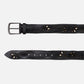 VINTAGE LEATHER BELTS BLACK WITH STUDS AND SILVER BUCKLE  H 4cm