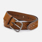 COGNAC VINTAGE LEATHER BELTS WITH STUDS AND ENGLISH SILVER BUCKLE  H 4 cm