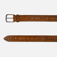 COGNAC VINTAGE LEATHER BELTS WITH STUDS AND ENGLISH SILVER BUCKLE  H 4 cm