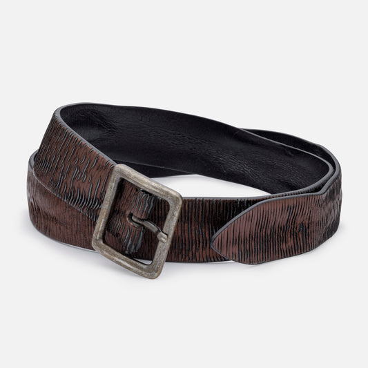 BLADE LEATHER BELTS WITH ANTIQUE NIKEL BUCKLE  H 4 cm