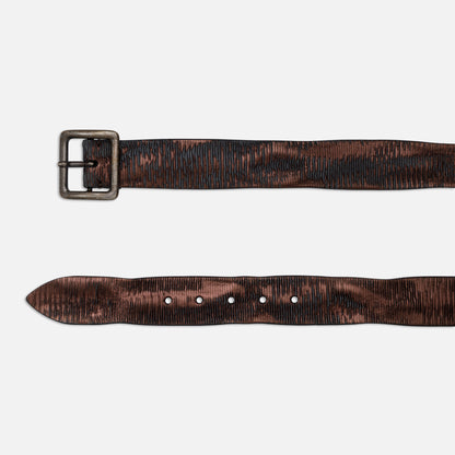 BLADE LEATHER BELTS WITH ANTIQUE NIKEL BUCKLE  H 4 cm