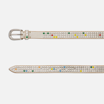 BELTS IN PILERNO STUDDED WITH SILVER BUCKLE