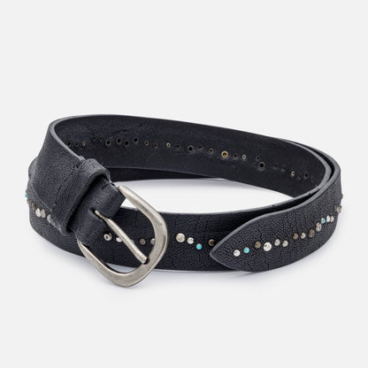 BREIL LEATHER BELTS WITH STUDS AND OLD NIKEL BUCKLE