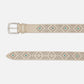 VINTAGE LEATHER OFF WHITE BELTS WITH STUDS WITH ENGLISH SILVER BUCKLE  H 3,5cm
